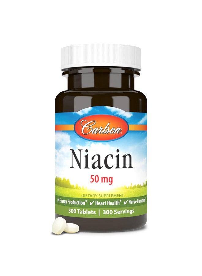 Carlson - Niacin, 50 mg, Supports Cholesterol Metabolism, Energy Production, Heart Health, Nerve Function, 300 Tablets - Image 1