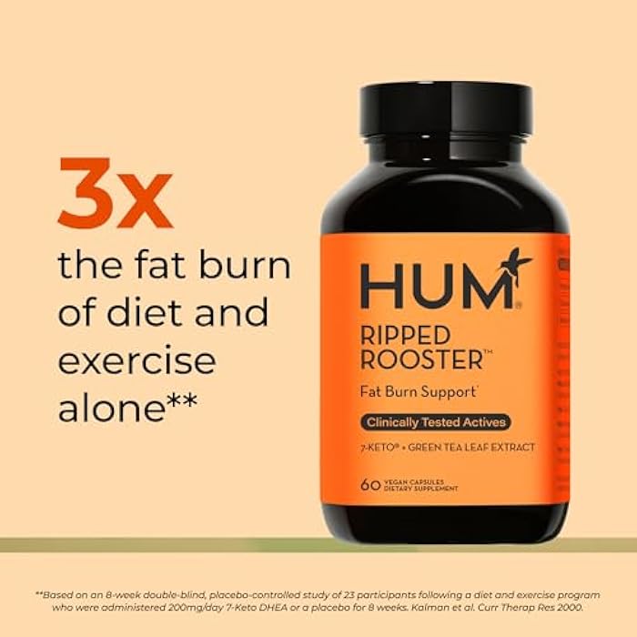 HUM Ripped Rooster Natural Green Tea Extract Capsules with Chromium, 7 Keto DHEA, Gluten Free Vegan Green Tea Supplement to Support Cravings, Healthy Diet & Management, 60 Count - Image 3