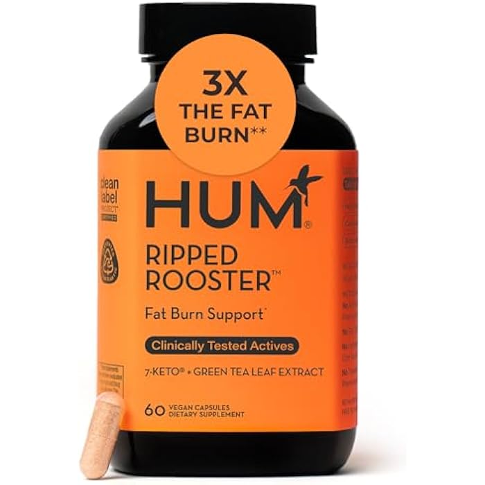 HUM Ripped Rooster Natural Green Tea Extract Capsules with Chromium, 7 Keto DHEA, Gluten Free Vegan Green Tea Supplement to Support Cravings, Healthy Diet & Management, 60 Count - Image 1