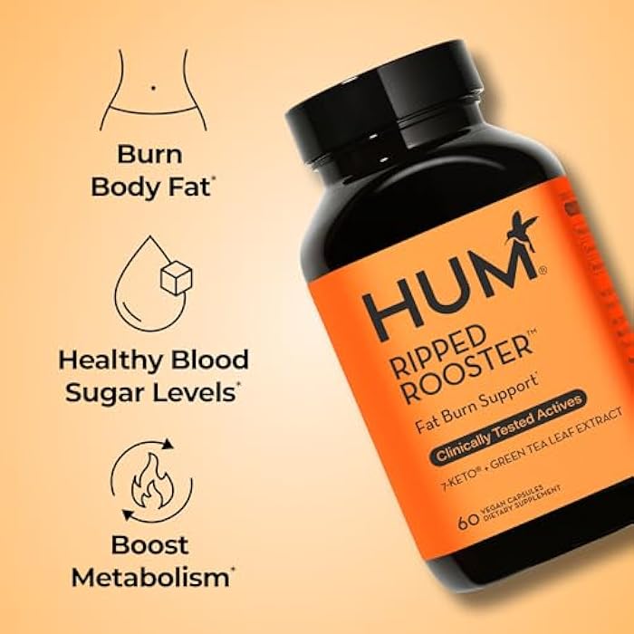 HUM Ripped Rooster Natural Green Tea Extract Capsules with Chromium, 7 Keto DHEA, Gluten Free Vegan Green Tea Supplement to Support Cravings, Healthy Diet & Management, 60 Count - Image 2