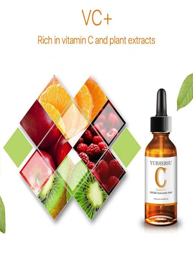 YURHERSU Vitamin C Face Serum, Hyaluronic Acid Facial Essence, Long Lasting Moisturizing, Anti-aging, Antioxidant Quickly Absorbed Non-sticky Fine Lines & Wrinkles Even Skin Tone For Skin Care-30 ML - Image 2