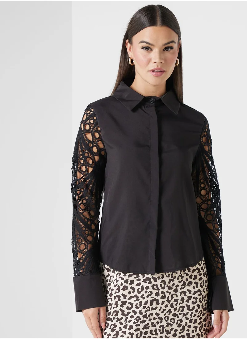 ايلا Lace Sleeved Button Down Shirt