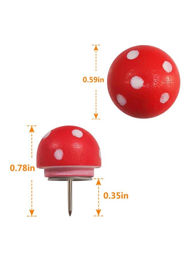 Teadokly Mini Wooden Mushroom Push Pin, 30pcs Cute Thumb Nails Mushroom Thumb Tacks for Cork Board Photo Wall Drawing Pins Paper Memo Note Photo Office - Image 2