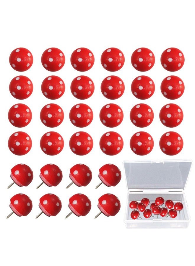 Teadokly Mini Wooden Mushroom Push Pin, 30pcs Cute Thumb Nails Mushroom Thumb Tacks for Cork Board Photo Wall Drawing Pins Paper Memo Note Photo Office - Image 1