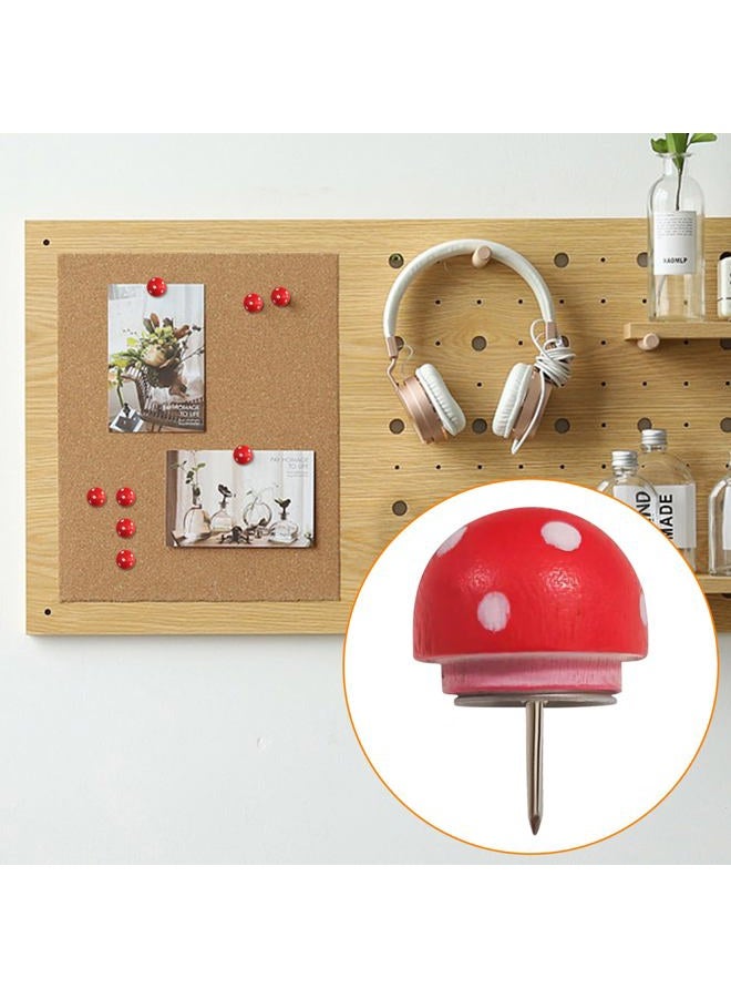 Teadokly Mini Wooden Mushroom Push Pin, 30pcs Cute Thumb Nails Mushroom Thumb Tacks for Cork Board Photo Wall Drawing Pins Paper Memo Note Photo Office - Image 4