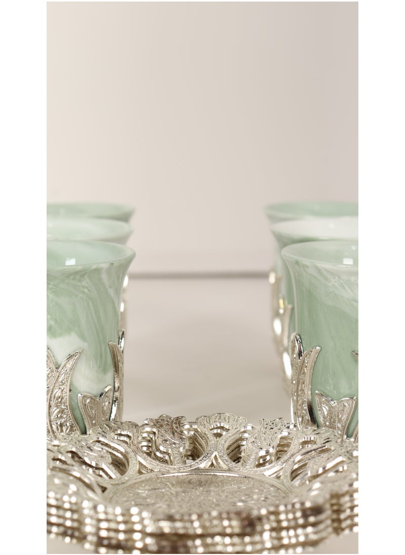 HOMEVEO 12 Pcs Tea Set Cup With Saucer- Green  - Image 5