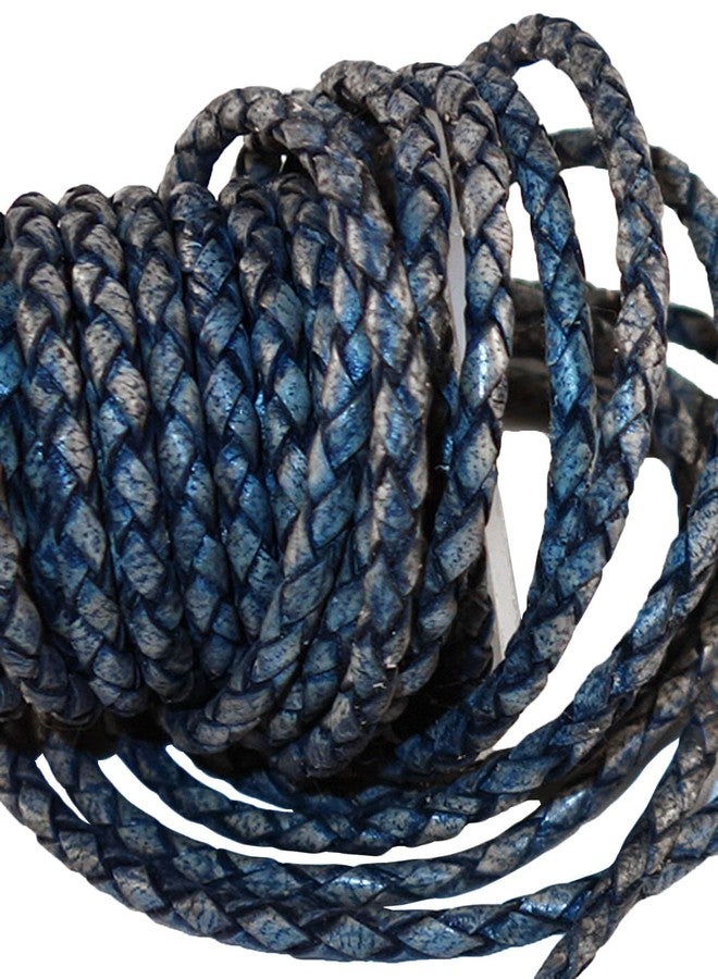 Cords Craft 3mm Braided Leather Cord for Jewelry Making, Round Bolo Braided Leather Cord, Wrap Bracelets, Necklaces, DIY Craft, Hobby Projects, Blue Vintage, Roll of 5 Meters = 5.46 Yards - Image 3