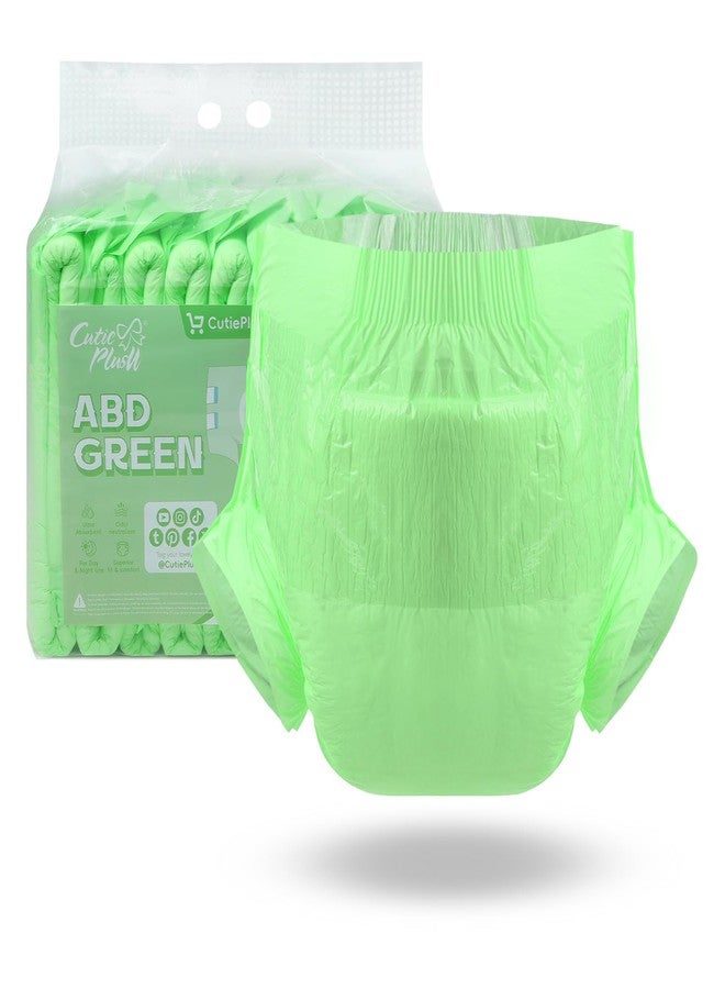 CutiePlusU Disposable Adult Diaper Heavy Absorption Dry Surface Adult Diapers All Night- Green 10 Pieces (Medium 28"-38") - Image 1