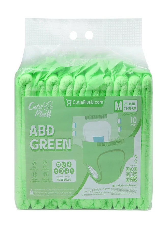 CutiePlusU Disposable Adult Diaper Heavy Absorption Dry Surface Adult Diapers All Night- Green 10 Pieces (Medium 28"-38") - Image 3