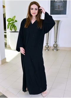 Bousni Front open beads embellished abaya  - Image 5