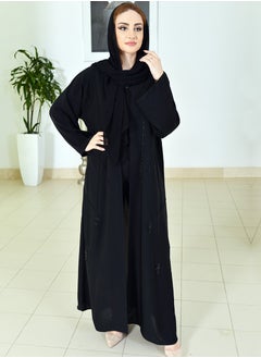Bousni Front open beads embellished abaya  - Image 4