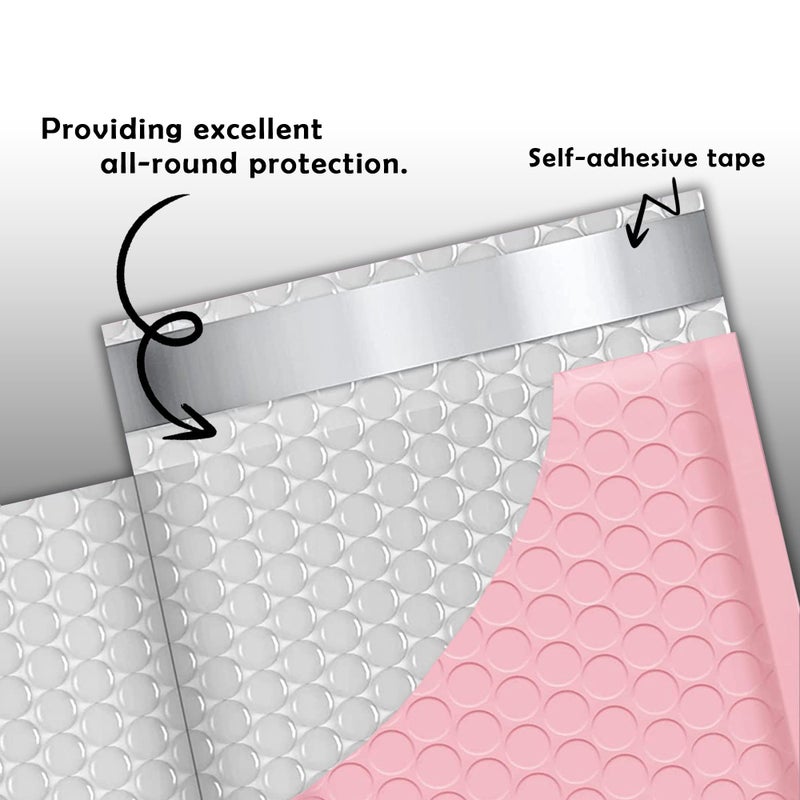 Yens Poly Bubble Mailers 4x8 50 Pack Light Pink Waterproof Self Seal Adhesive Shipping Bags, Cushioning Padded Envelopes for Shipping, Mailing, Packaging Usable 4x7 - Image 3