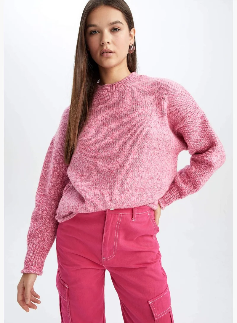 ديفاكتو Woman Crew Neck Long Sleeve Tricot Pullover