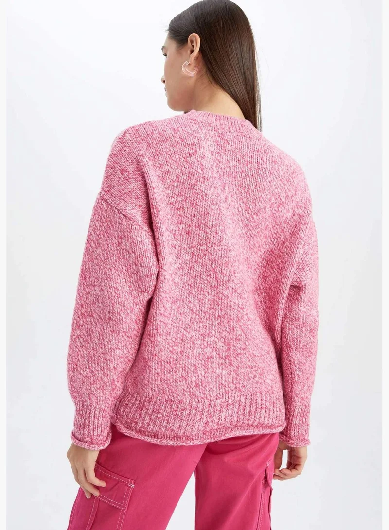 ديفاكتو Woman Crew Neck Long Sleeve Tricot Pullover