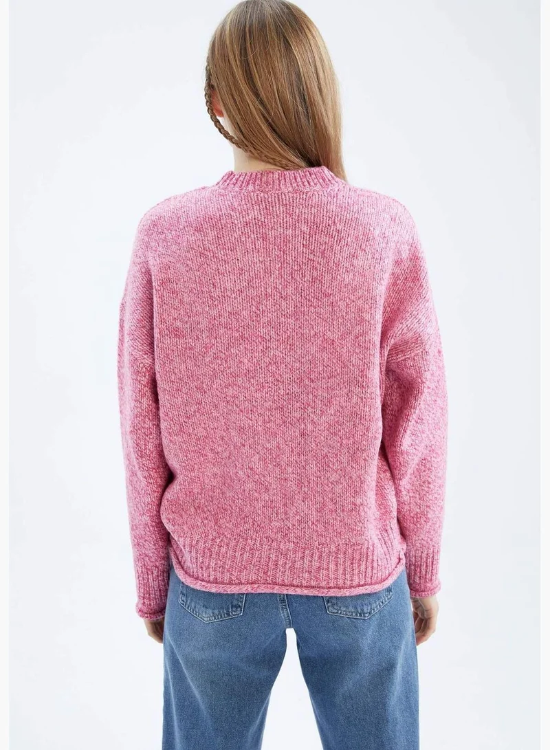 ديفاكتو Woman Crew Neck Long Sleeve Tricot Pullover
