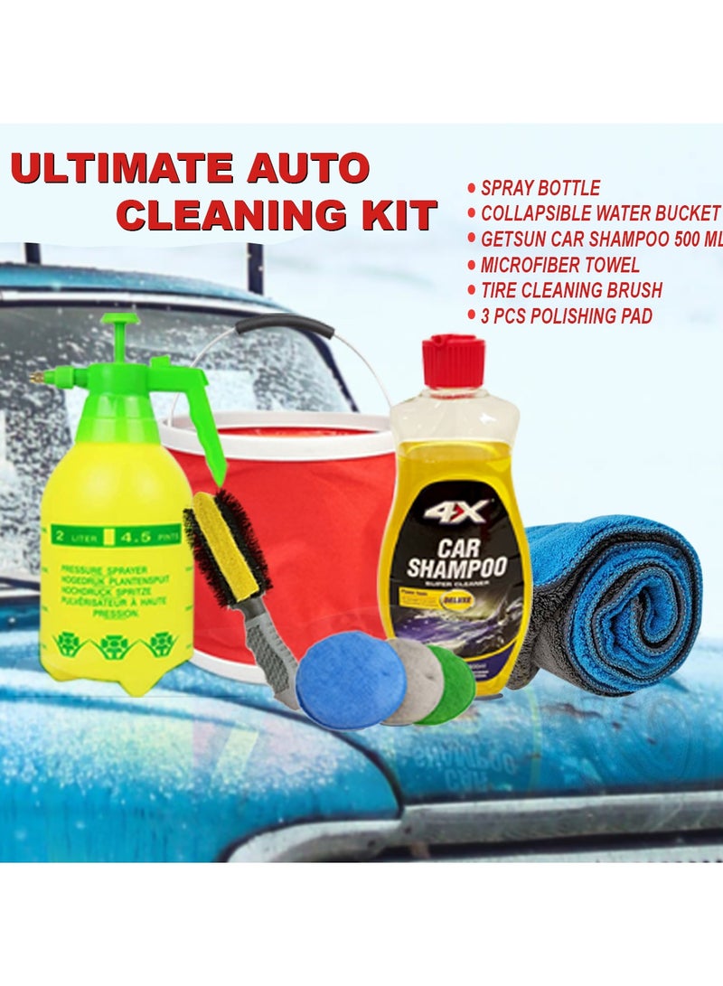 Generic Complete Car Wash Kit With Pressure Sprayer,Microfiber Towel,Tire Cleaning Brush Polishing Pad And Car Wash Shampoo  - Image 1