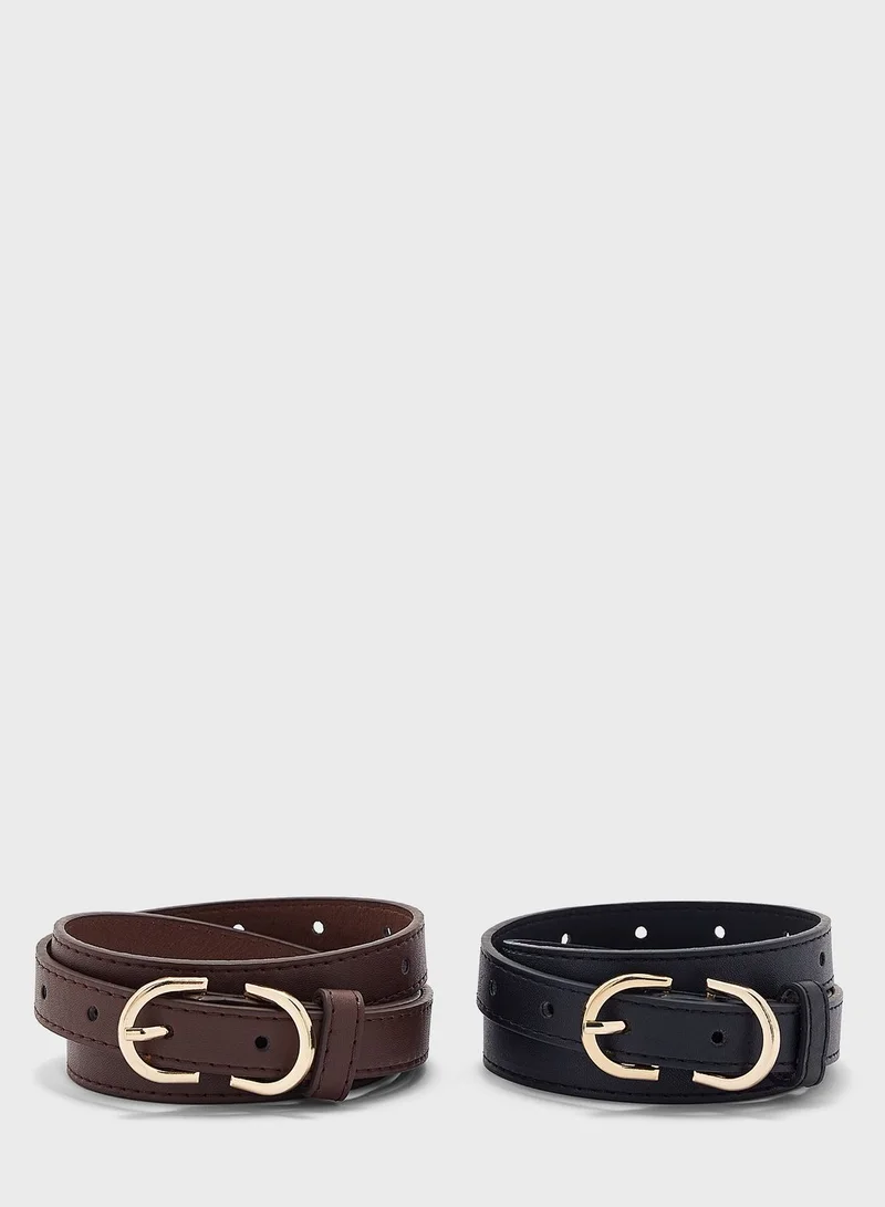 ELLA Two Pack Double Buckle Belt Set