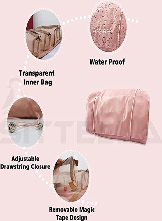 BOTIST Large Capacity Travel Cosmetic Bag, Multifunctional Makeup Bag, Wide Opening Makeup Organizer, PU Leather Waterproof Portable with Handle and Divider Makeup Bag (Multicolor) (Pack of 1) (Pink) - Image 5