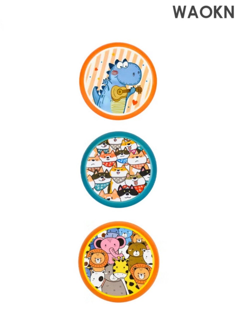 WAOKN 3Pcs Cartoon Flying Saucers Team Play Game Outside Sporing Disc Hand Throwing Saucer Soft Flyer Toy for Park Games Lawn Camping Outdoor  - Image 1