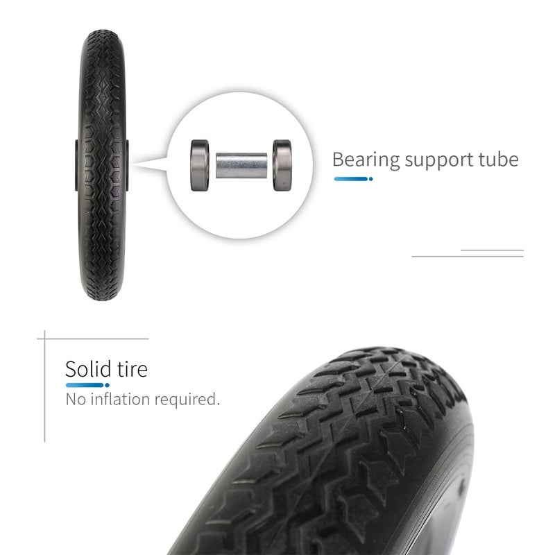 Wiykkur 12 Inch Wheelchair Wheels Replacement (1 Pair) 12 1/2 x 2 1/4" Transport Chair Rear Wheel Assembly, Solid Tire Back Wheel for Manual Wheelchairs Replacement Parts, Transfer Chair Accessories - Image 5