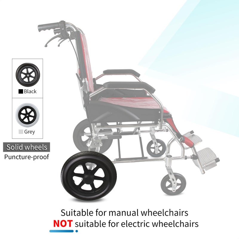 Wiykkur 12 Inch Wheelchair Wheels Replacement (1 Pair) 12 1/2 x 2 1/4" Transport Chair Rear Wheel Assembly, Solid Tire Back Wheel for Manual Wheelchairs Replacement Parts, Transfer Chair Accessories - Image 4