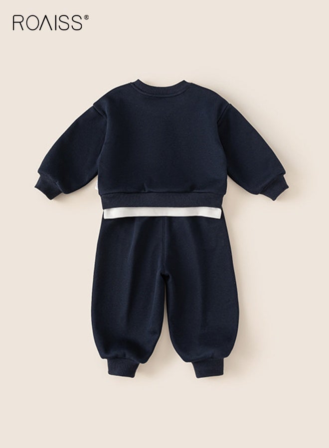 roaiss Boys Sweatshirt Set, Toddlers Stylish Spring and Autumn Outfit, Long Sleeve Top and Elastic Waist Pants, 2 Piece Comortable Clothing Set for Boys, Suitable for Daily Wear and Outdoor Activities - Image 3