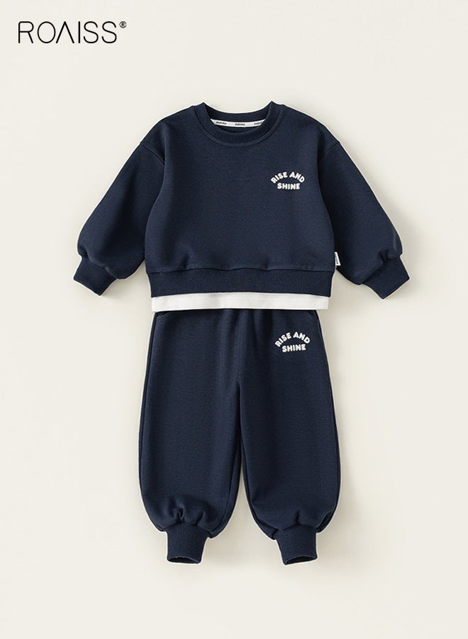 roaiss Boys Sweatshirt Set, Toddlers Stylish Spring and Autumn Outfit, Long Sleeve Top and Elastic Waist Pants, 2 Piece Comortable Clothing Set for Boys, Suitable for Daily Wear and Outdoor Activities - Image 1