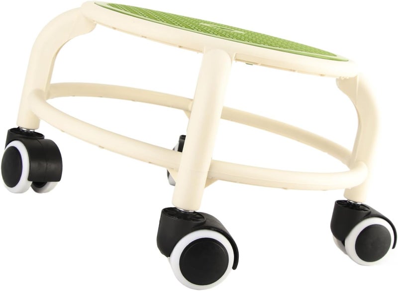 Zerodis Round Rolling Low Stool, Universal Wheel Rolling Low Stool Movable Mini Stool High Weight Capacity for Home Spa Salon Massage Black (Green) - Image 5