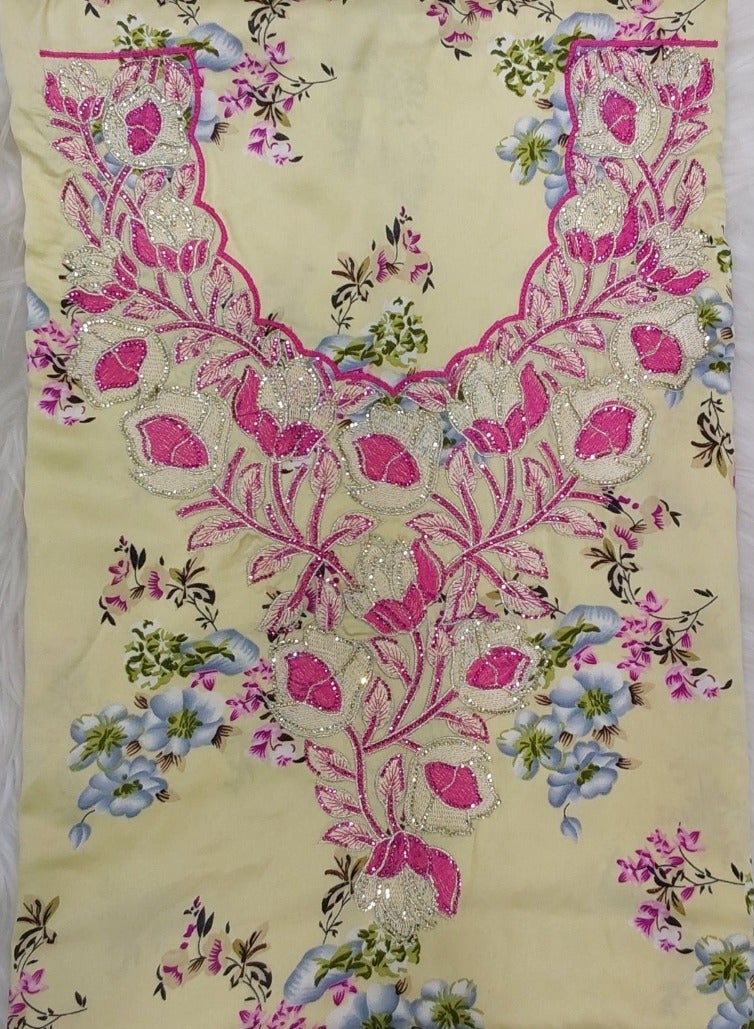 الريش البنفسجي  تطريز مخاوير خليجية شغل يدوي ✨ جلابية مطرزة جاهزة - Image 2