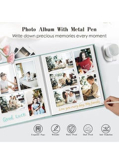 Home Elements HOME ELEMENTS Self Adhesive Photo Album Scrapbook Album 20 Sheets/40 Double Sided Pages DIY Photo Album For Family Portraits Wedding Anniversary Birthday Memory Book (Olive Green)  - Image 4