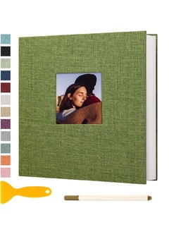 Home Elements HOME ELEMENTS Self Adhesive Photo Album Scrapbook Album 20 Sheets/40 Double Sided Pages DIY Photo Album For Family Portraits Wedding Anniversary Birthday Memory Book (Olive Green)  - Image 1