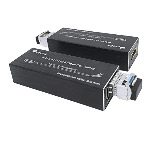 Hereta 4K HDMI Fiber Extender with SFP Module LC Port Mini Optical Transceiver Over Single Mode Optical Fiber Uncompressed No Losses No Latency Transmitting Video Data Rate up to 103Gbps - Image 1
