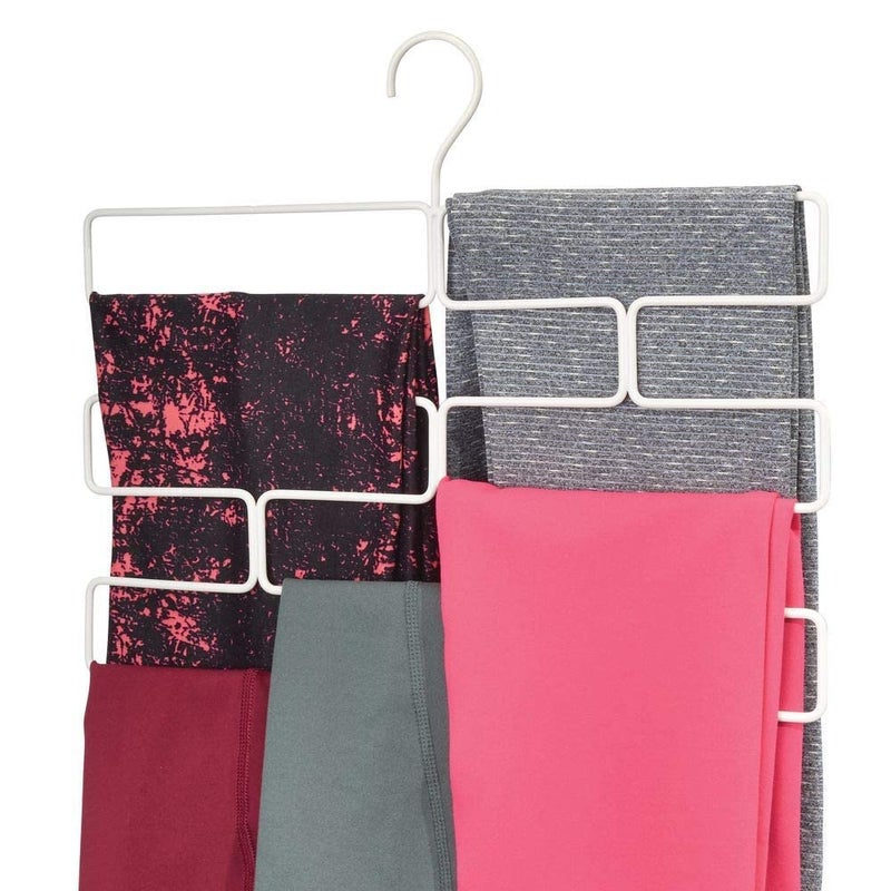 Indian Decor 311934 Wardrobe Accessories Organiser Metal Wire Hanging Storage Space Saving Helper MultiLayer Trouser Hanger Rack for Yoga Pants Leggings Dupatta and Other Accessories White - Image 1