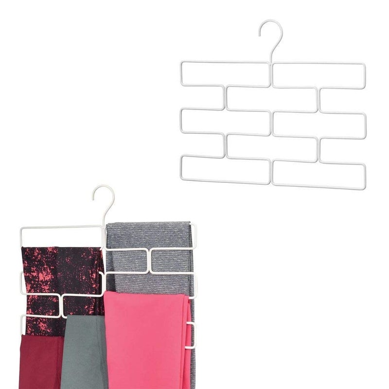Indian Decor 311934 Wardrobe Accessories Organiser Metal Wire Hanging Storage Space Saving Helper MultiLayer Trouser Hanger Rack for Yoga Pants Leggings Dupatta and Other Accessories White - Image 2