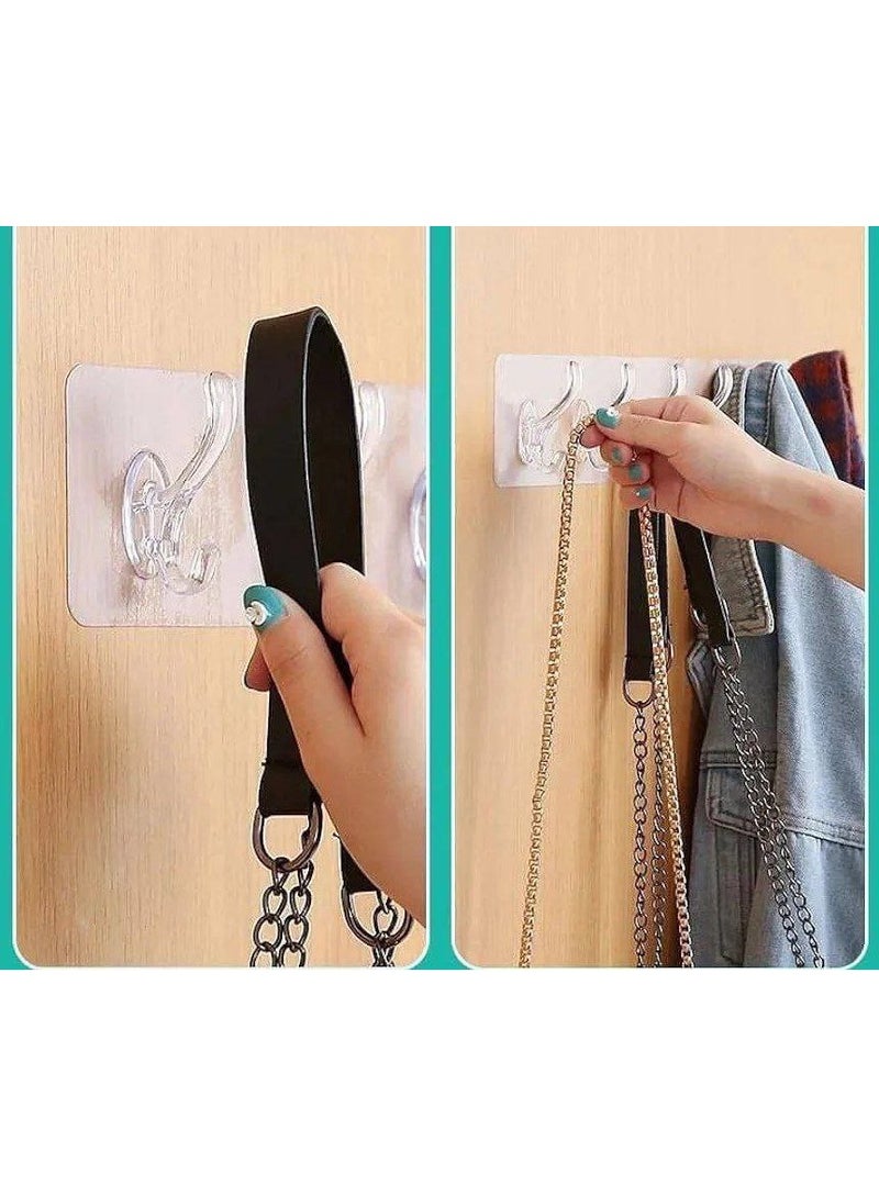 شماعة هوك دبل فيس شفافة مرنة بخامة سيليكون- لاصق تعليق- لاصق دبل فيس خامه سيليكون مزود ب 6 خطافات -خطاف تعليق - ستيكرلاصق متعدد الاغراض لتعليق الملابس - خطافات حوائط شديدة التحمل- شماعة ملابس للتعليق علي الحائط –شماعه هوك شفاف - Image 2