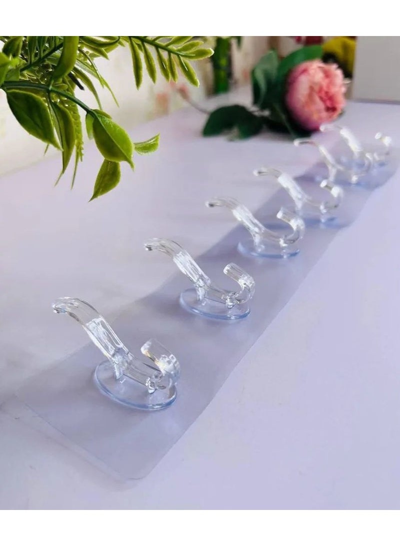 شماعة هوك دبل فيس شفافة مرنة بخامة سيليكون- لاصق تعليق- لاصق دبل فيس خامه سيليكون مزود ب 6 خطافات -خطاف تعليق - ستيكرلاصق متعدد الاغراض لتعليق الملابس - خطافات حوائط شديدة التحمل- شماعة ملابس للتعليق علي الحائط –شماعه هوك شفاف - Image 5