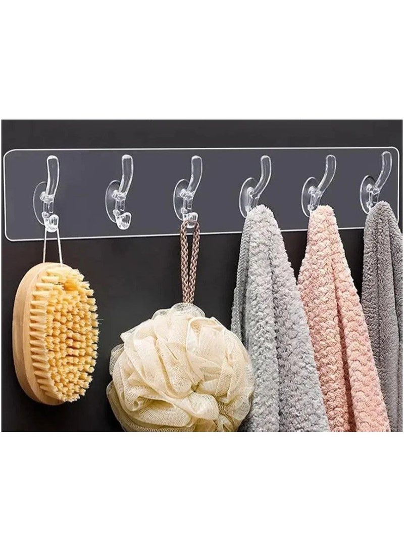 شماعة هوك دبل فيس شفافة مرنة بخامة سيليكون- لاصق تعليق- لاصق دبل فيس خامه سيليكون مزود ب 6 خطافات -خطاف تعليق - ستيكرلاصق متعدد الاغراض لتعليق الملابس - خطافات حوائط شديدة التحمل- شماعة ملابس للتعليق علي الحائط –شماعه هوك شفاف - Image 3