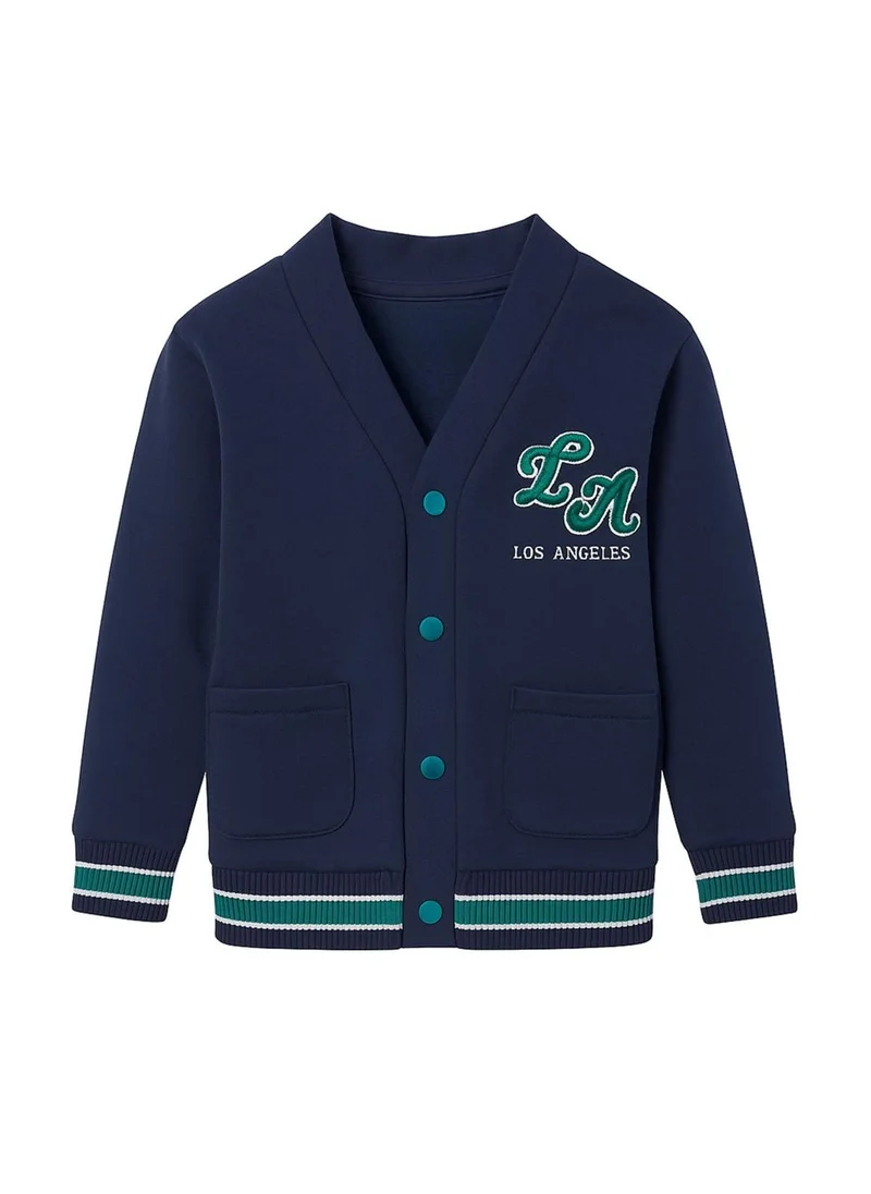 MINOTI Kids Boys' Varsity Sweatshirt with Chest Print and Pockets