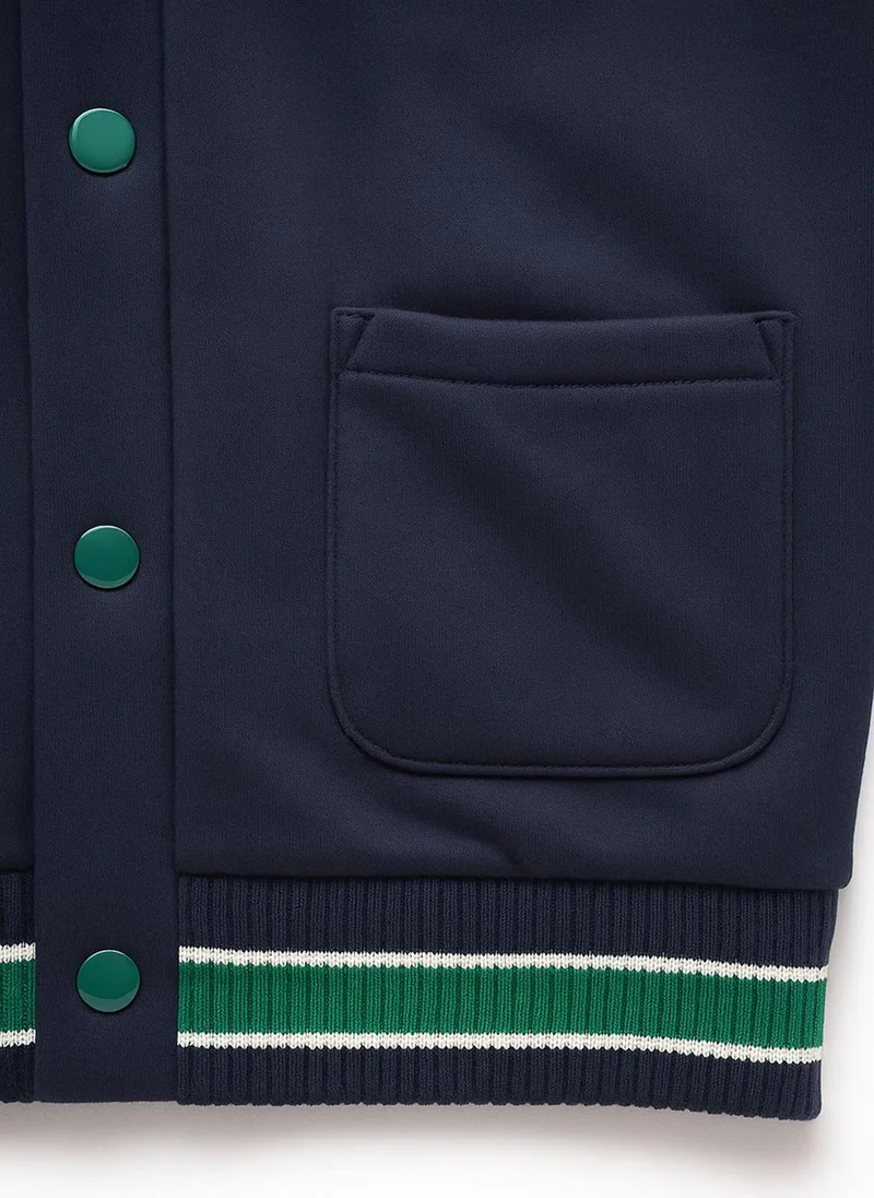 MINOTI Kids Boys' Varsity Sweatshirt with Chest Print and Pockets