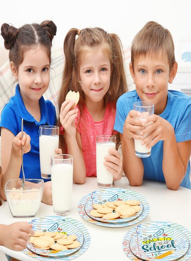 Whaline 50Pcs Back to School Paper Plates School Season Round Disposable Plates 9Inch & 7Inch Homework Pencil Prints Decorative Tableware for First Day of School Party Supplies Table Decorations - Image 5