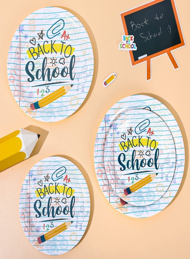 Whaline 50Pcs Back to School Paper Plates School Season Round Disposable Plates 9Inch & 7Inch Homework Pencil Prints Decorative Tableware for First Day of School Party Supplies Table Decorations - Image 3
