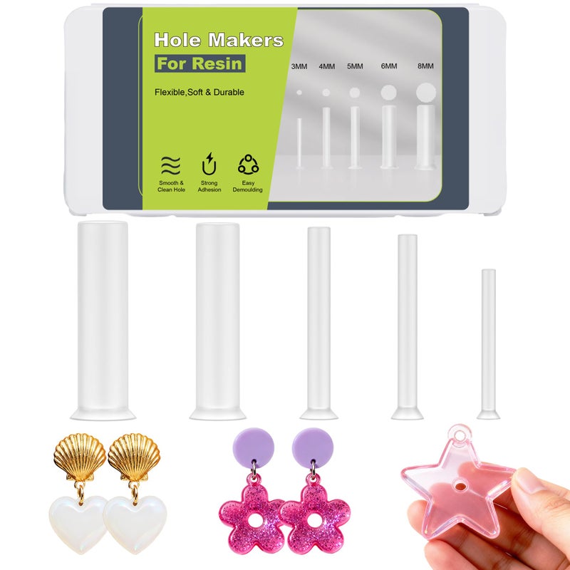 Beesini 5 Sizes Resin Hole Maker 25PCS - Drill-Free Silicone Tools for Epoxy UV Resin Jewelry Pet Tag Keychain DIY Crafts - Image 1