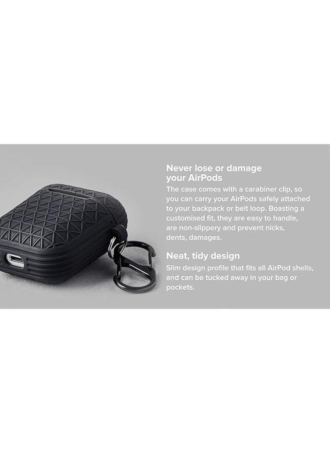 erorex - Flexible Silicone Case With Metal Hook Air Pods Charging Box Black - Image 1