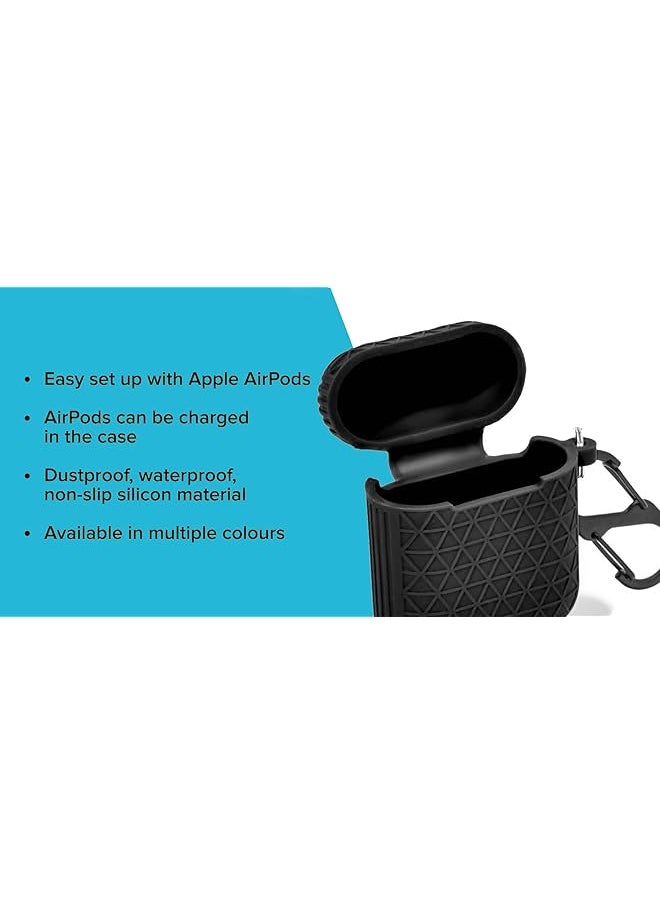 erorex - Flexible Silicone Case With Metal Hook Air Pods Charging Box Black - Image 1
