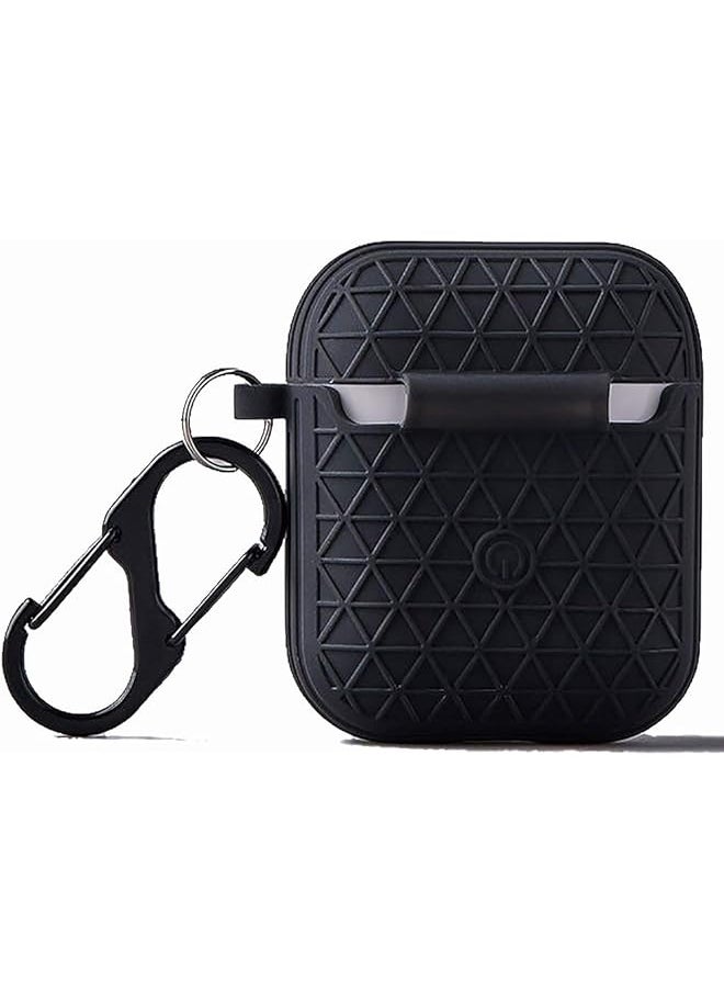 erorex - Flexible Silicone Case With Metal Hook Air Pods Charging Box Black - Image 1