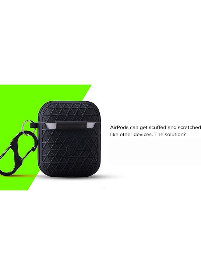 erorex - Flexible Silicone Case With Metal Hook Air Pods Charging Box Black - Image 1