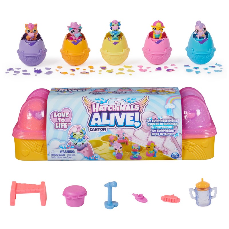Hatchimals Alive Pink Yellow Egg Carton Toy with 6 Mini Figures in SelfHatching Eggs 11 Accessories Kids Toys for Girls and Boys Ages 3 and up - Image 2