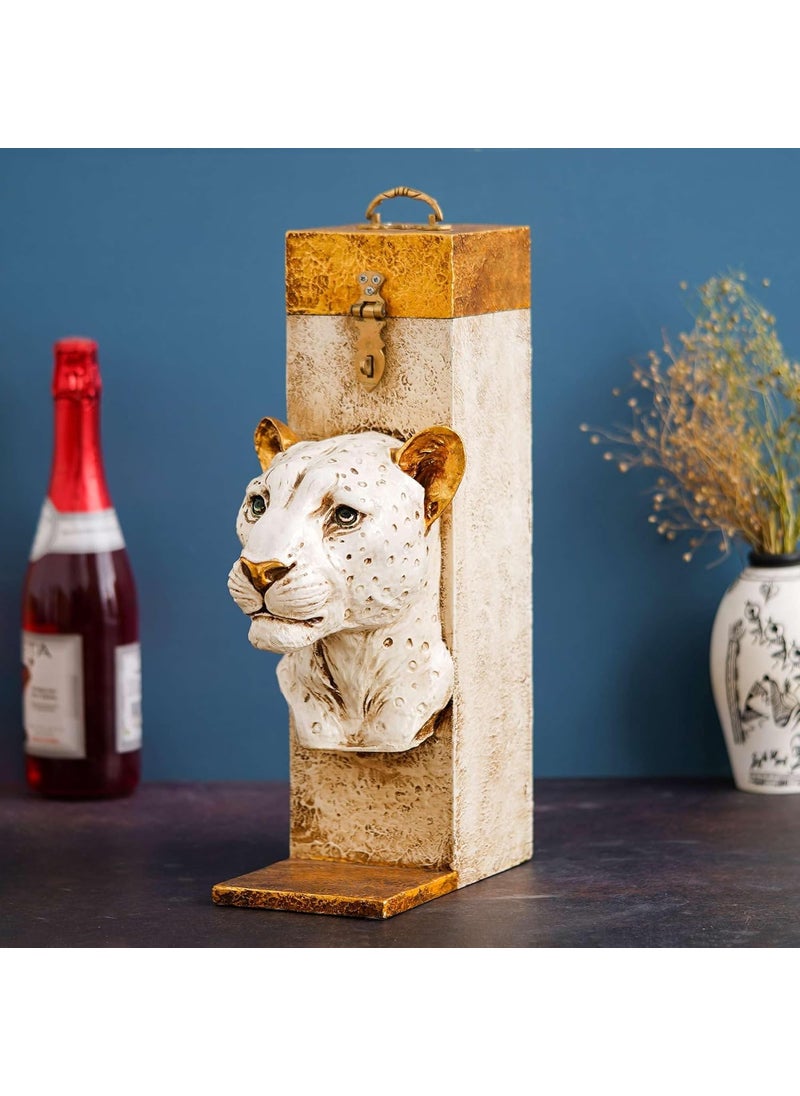 Aarohi Craft Aarohi Craft Wine Bottle Storage Box with Tiger Bust Statue for Home Bar Dcor  - Image 5