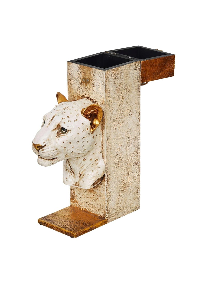 Aarohi Craft Aarohi Craft Wine Bottle Storage Box with Tiger Bust Statue for Home Bar Dcor  - Image 3