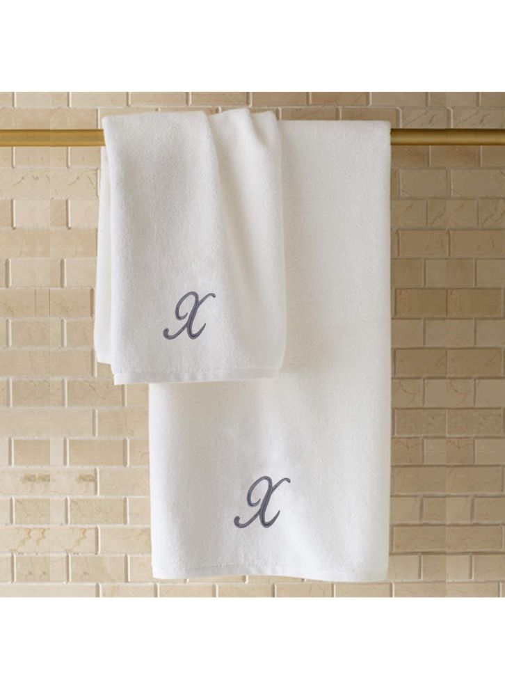 BYFT Embroidered For You (White) Luxury Monogrammed Bath Towel (70 x 140 Cm -Set of 1) 100% Cotton, Highly Absorbent and Quick dry Bath Linen -600 Gsm (Silver Letter X) - Image 4